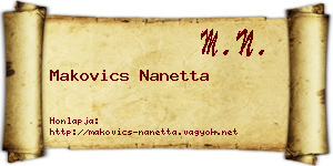 Makovics Nanetta névjegykártya